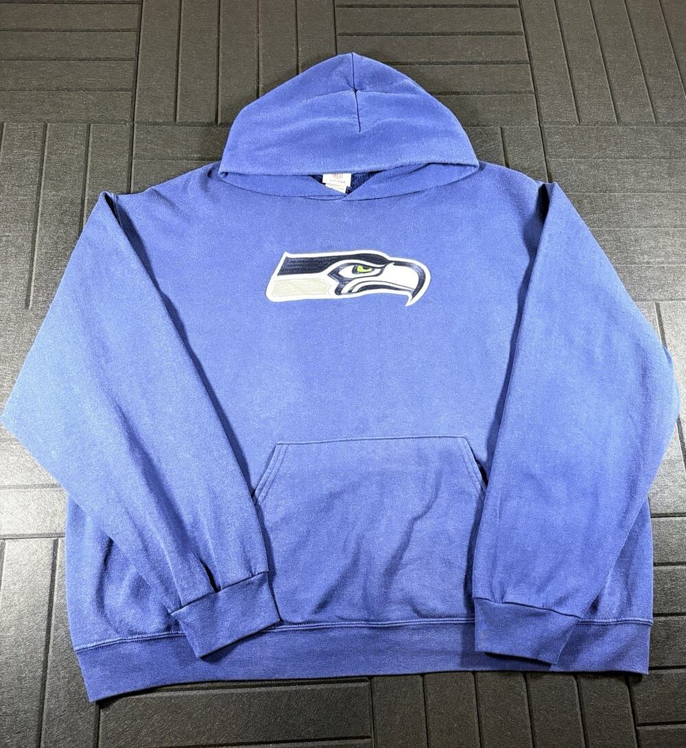 Seattle Seahawks NFL Team Apparel Hoodie Mens 2XL Blue Embroidered Logo